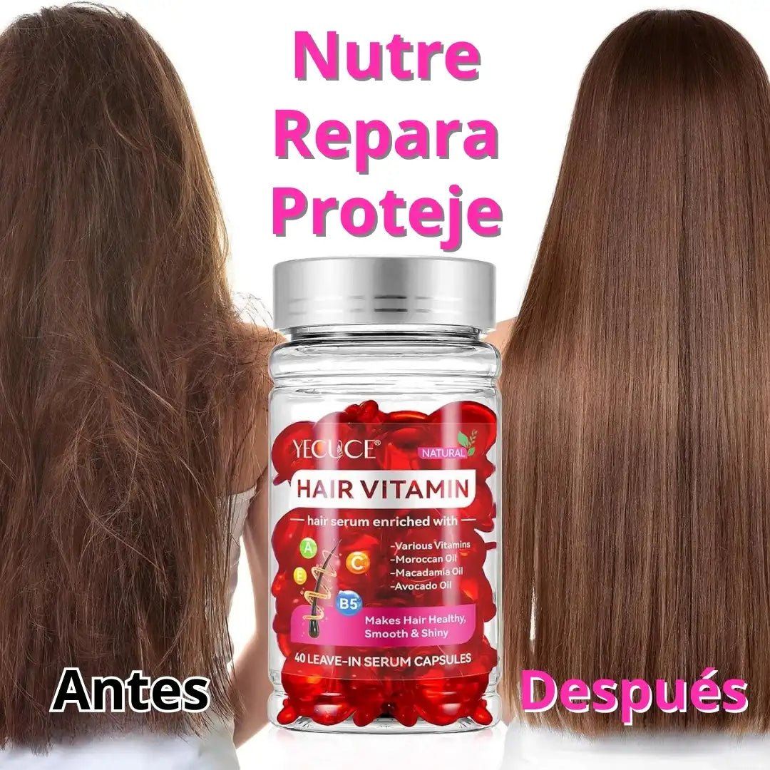 HydraLux® Vitaminas 40 Capsulas Para Cabello Maltratado Seco y Opaco