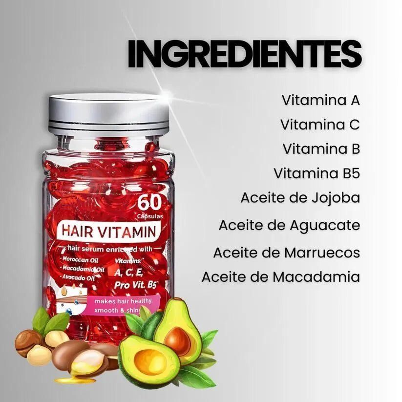 HydraLux® Vitaminas 40 Capsulas Para Cabello Maltratado Seco y Opaco