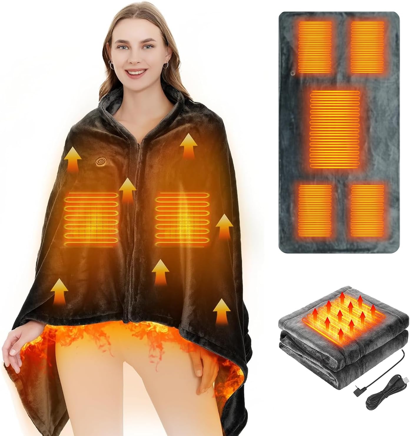 Manta Sweter Cobija Termica USB con Paneles de calor